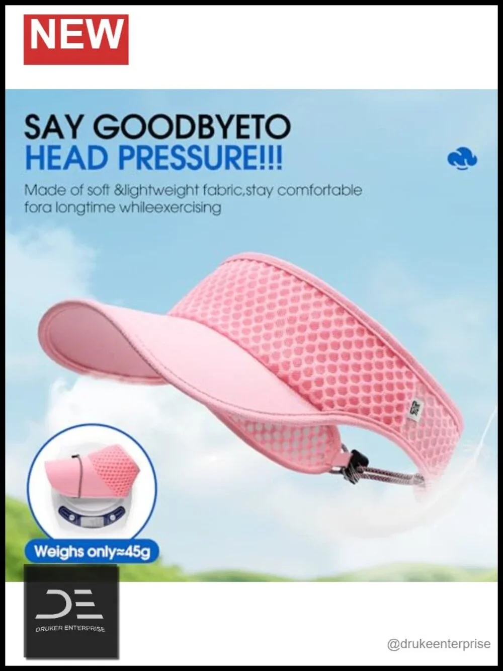Wide Brim Sun Visor - Quick Dry Adjustable Hat for Golf Tennis Beach